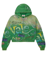 Vale Forever All-Over Vale Graffiti Print Vintage Wash Full-Zip Hoodie green