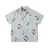 Denim Tears Light Blue All Over Floral Wreath Print Camp Collar Short