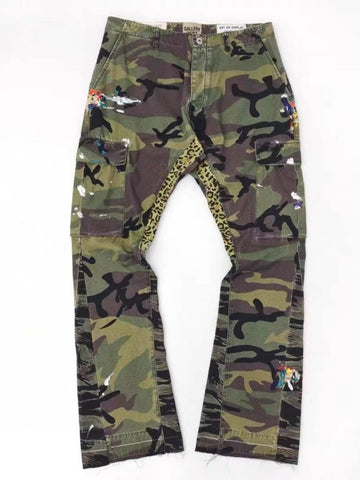 GALLERY DEPT CAMO CARGO FLARE PANTS LEOPARD LINING PAINT SPLATTER
