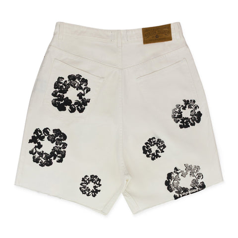 Denim Tears White Cotton Wreath Denim Shorts