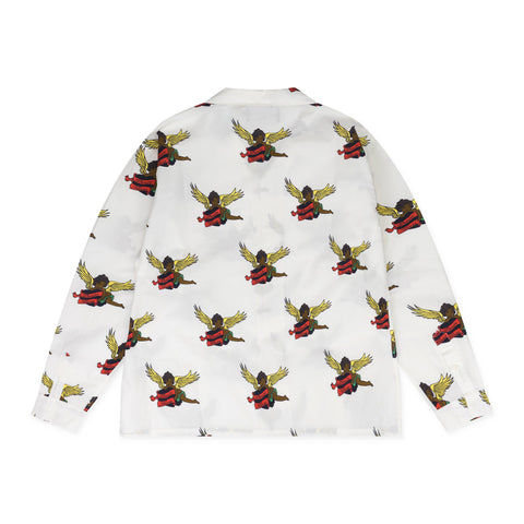 Denim Tears White Cherub Long Sleeve Button-Up Shirt