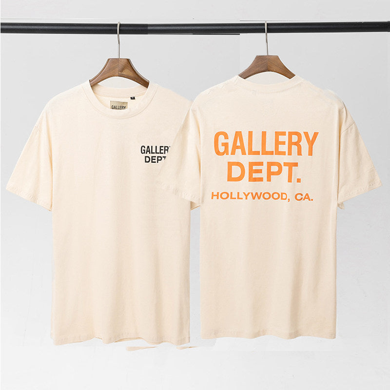 GALLERY DEPT HOLLYWOOD CA ORANGE PRINT CREAM TEE