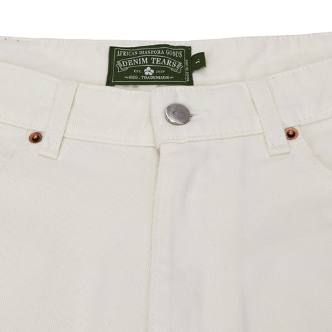 Denim Tears White Cotton Wreath Denim Shorts
