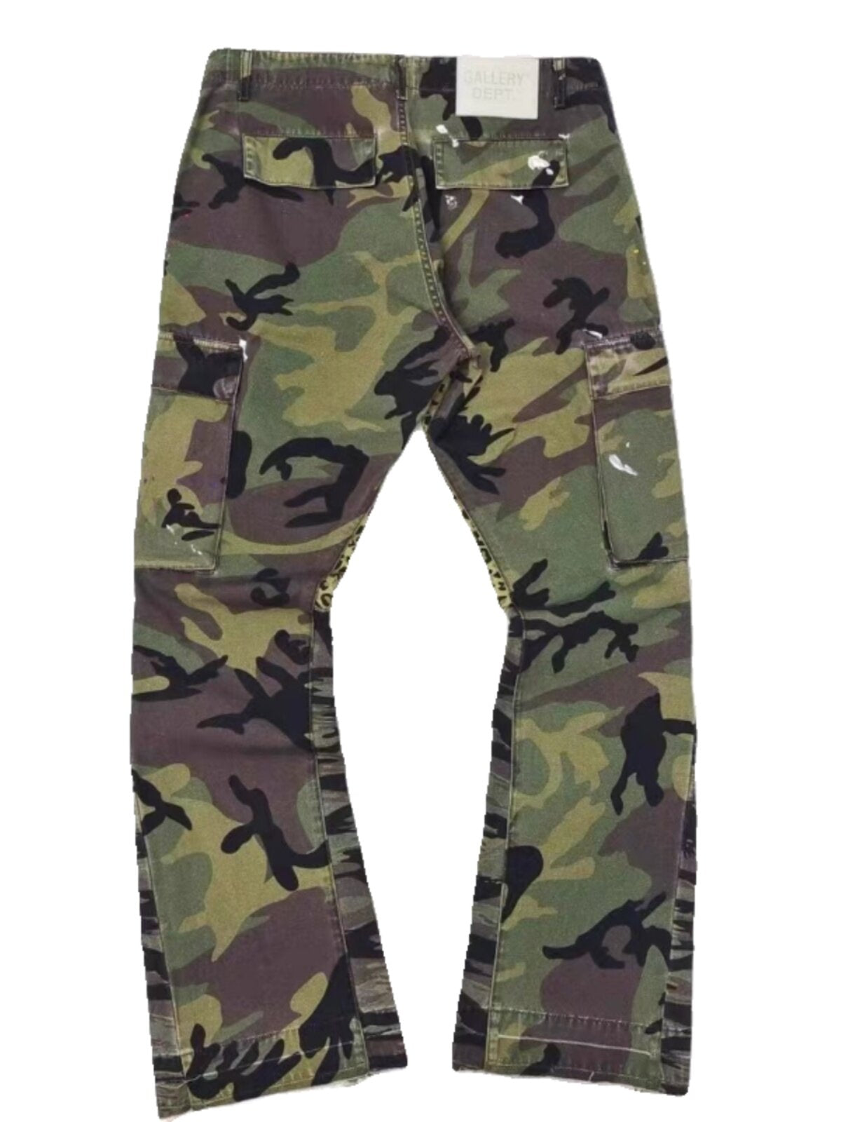 GALLERY DEPT CAMO CARGO FLARE PANTS LEOPARD LINING PAINT SPLATTER