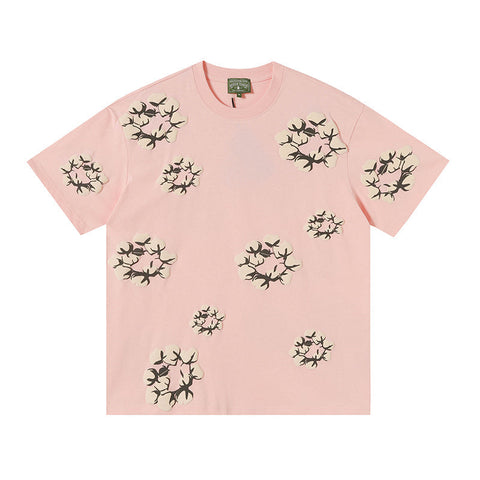 Denim Tears Baby Pink Oversized All Over Beige Flower Wreath TOP