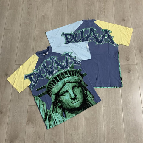 Duaa Statue Of Liberty Color Block Graphic Short Sleeve T-shirt