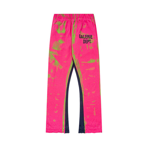 Gallery Dept Hot Pink Green Tie Dye Flare Sweatpants