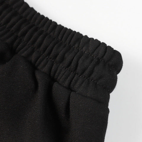 Denim Tears Black Cotton Sweat Shorts With White Textured Flower Wreath Print