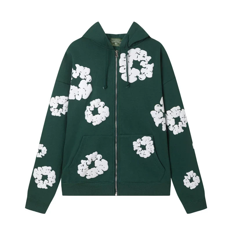 Denim Tears Cotton Wreath Full Zip Hoodie Dark Green