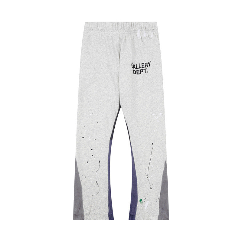 Gallery Dept Light Heather Grey Paint Splatter Patchwork Flare Sweatpants