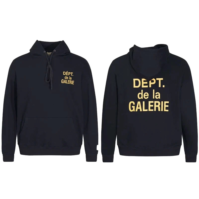 GALLERY DEPT DEPT DE LA GALERIE GOLD LOGO HOODIE BLACK