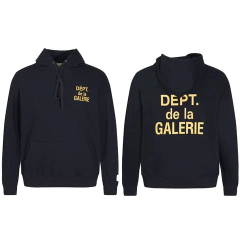 GALLERY DEPT DEPT DE LA GALERIE GOLD LOGO HOODIE BLACK