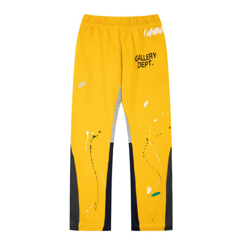 Correct version gallery dept hand-painted splashed ink splicing drawstring high street casual bathroom pants micro flared long pants for men (11)