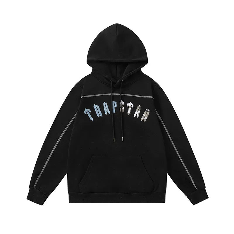 Trapstar autumn and winter casual sports suit hooded sweatshirt pants pullover simple letter drawstring top pants (41)