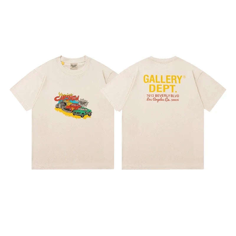 GALLERY DEPT CAR SHOW GRAPHIC CREAM SHORT SLEEVE TEE