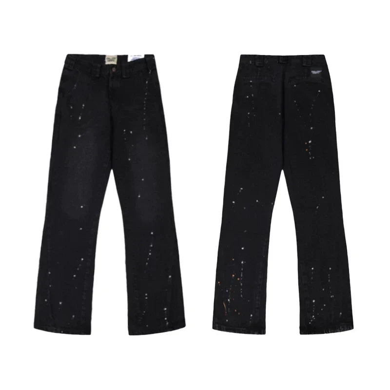 Gallery Dept Black Paint‑Speck Straight Jeans