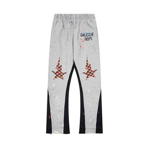 Gallery Dept Heather Grey Checkered Star Flare Sweatpants