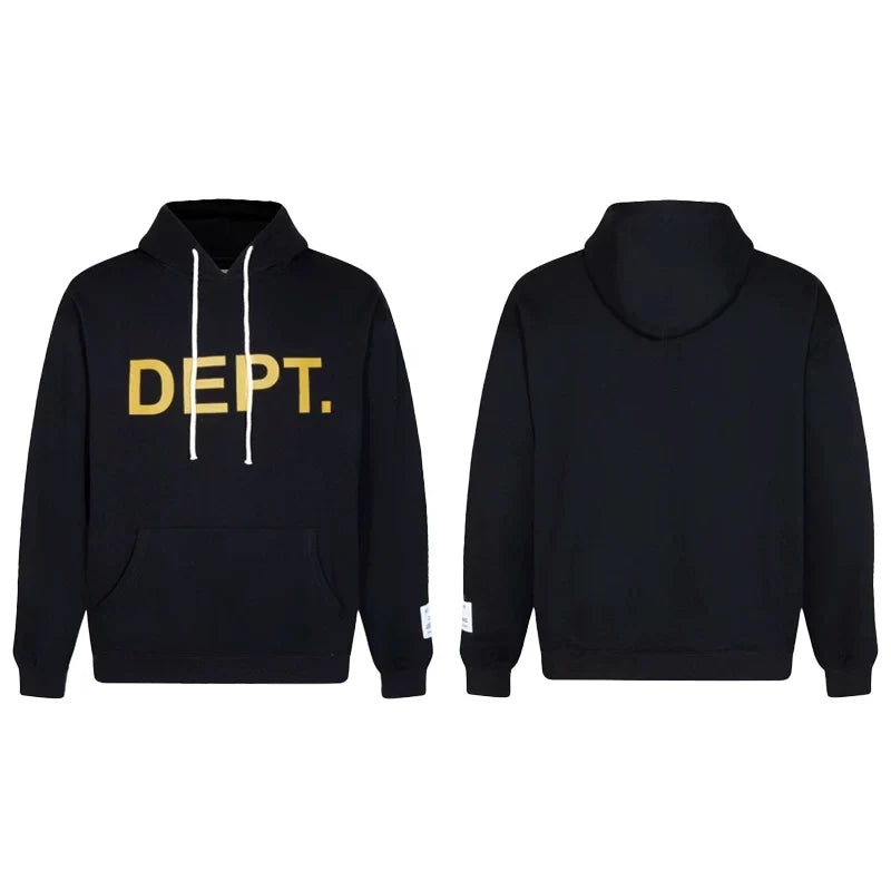 GALLERY DEPT DEPT GOLD LOGO HOODIE BLACK