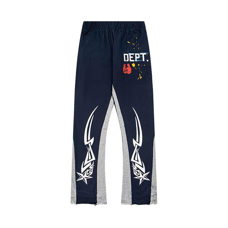 Gallery Dept Navy Tribal Star Contrast Panel Flare Sweatpants