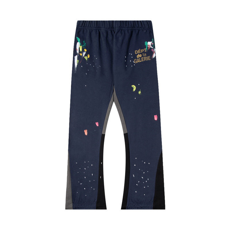 Gallery Dept Navy Confetti Paint Splatter Mixed Inset Flare Sweatpants