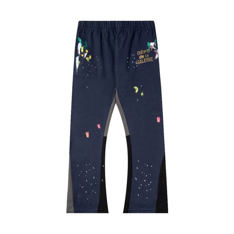 Gallery Dept Navy Confetti Paint Splatter Mixed Inset Flare Sweatpants