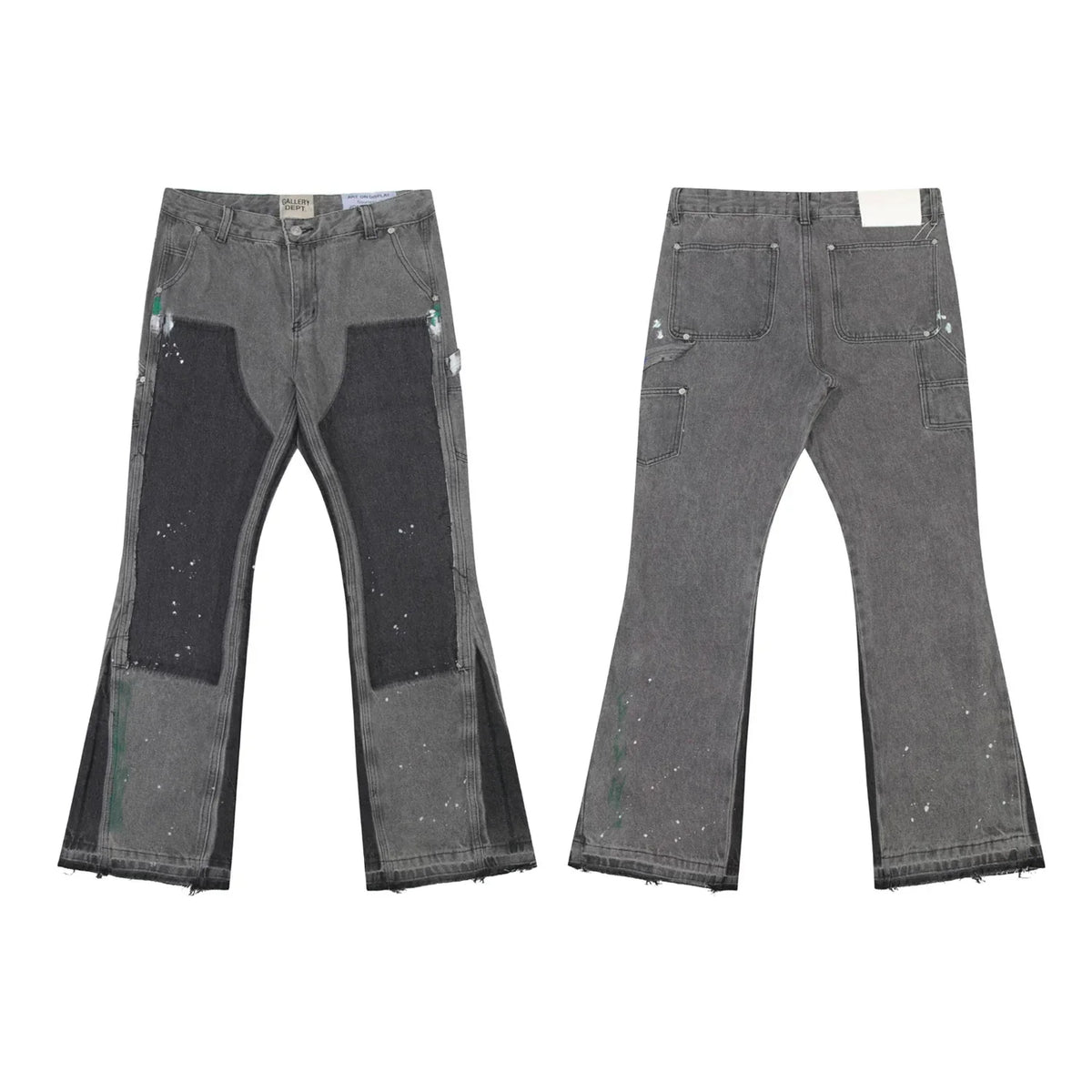 Gallery Dept Grey‑Black Patch‑Splice Flare Jeans