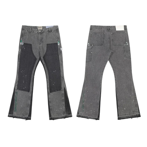 Gallery Dept Grey‑Black Patch‑Splice Flare Jeans
