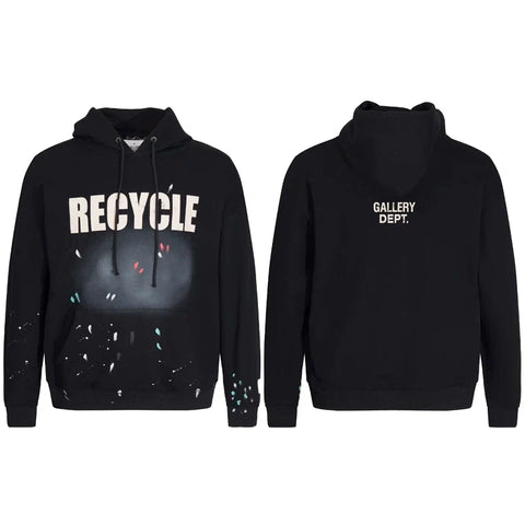 GALLERY DEPT RECYCLE PAINT SPLATTER HOODIE BLACK