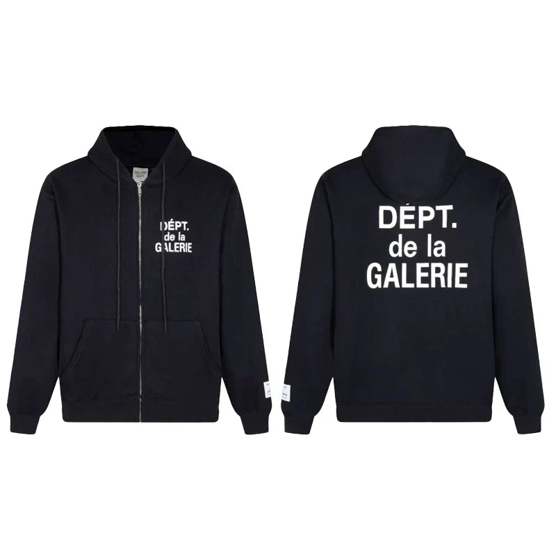 GALLERY DEPT DEPT DE LA GALERIE ZIP‑UP HOODIE BLACK