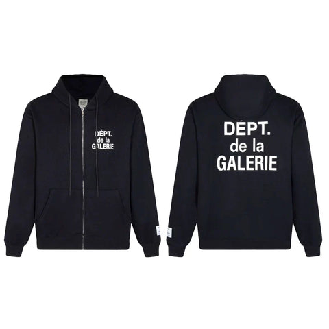 GALLERY DEPT DEPT DE LA GALERIE ZIP‑UP HOODIE BLACK