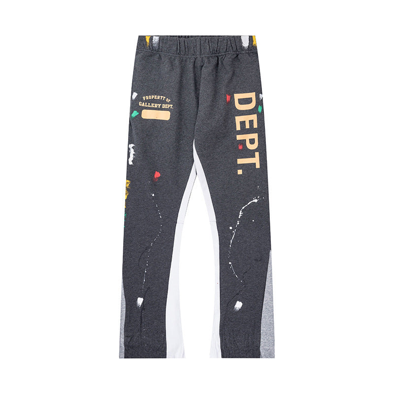 Gallery Dept Dark Grey Vertical Logo Hand Splatter Flare Sweatpants