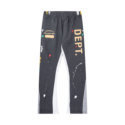 Gallery Dept Dark Grey Vertical Logo Hand Splatter Flare Sweatpants