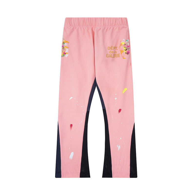 Gallery Dept Pink Dot Paint Splatter Layered Spliced Flare Sweatpants