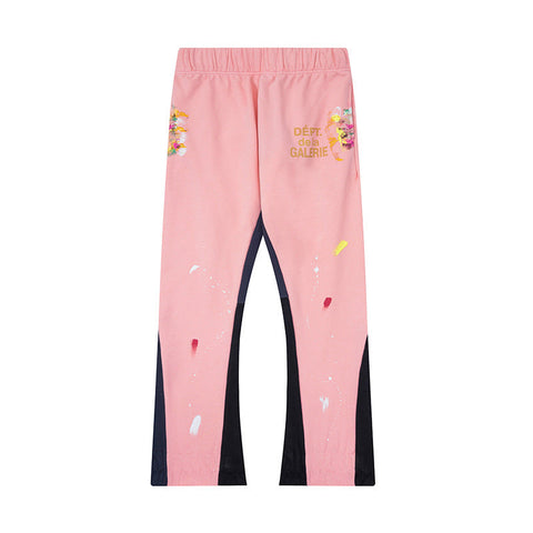 Gallery Dept Pink Dot Paint Splatter Layered Spliced Flare Sweatpants
