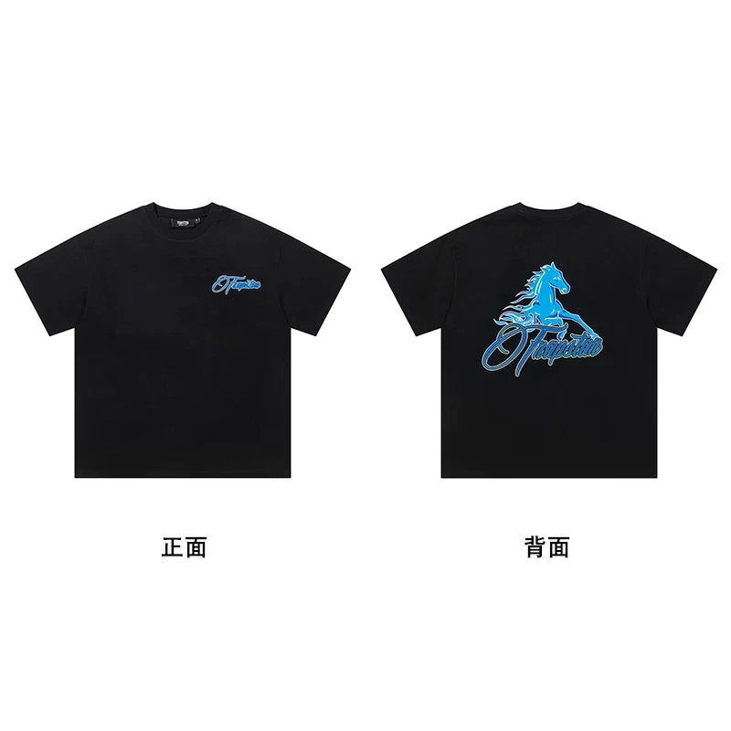 Trapstar short-sleeved T-shirt summer 2025 new letter print men and women casual loose round neck European and American trendy ins (30)