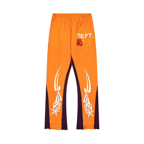 Gallery Dept Orange Tribal Star Print Flare Sweatpants
