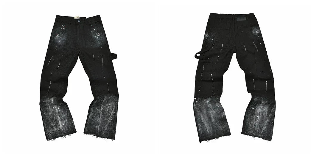 Gallery Dept Black Frayed Distressed Carpenter Jeans