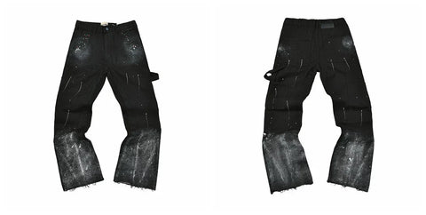 Gallery Dept Black Frayed Distressed Carpenter Jeans