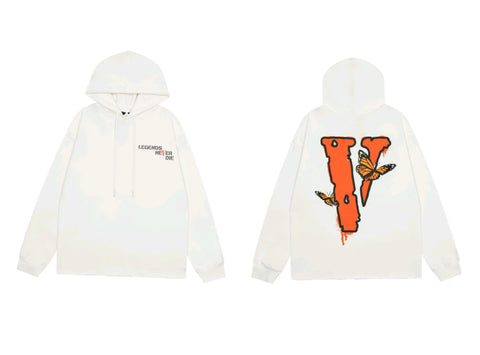 Vlone Butterfly Graphic Hoodie - White/Orange