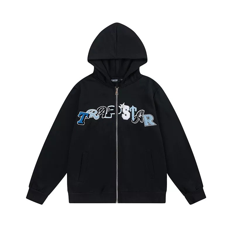 Trapstar autumn and winter casual sports suit hooded sweatshirt pants pullover simple letter drawstring top pants (45)