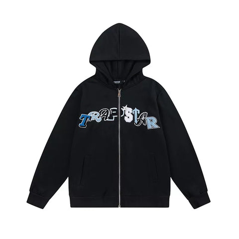 Trapstar autumn and winter casual sports suit hooded sweatshirt pants pullover simple letter drawstring top pants (45)