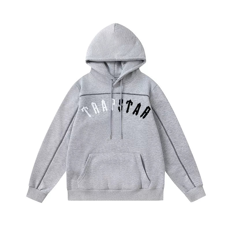 Trapstar autumn and winter casual sports suit hooded sweatshirt pants pullover simple letter drawstring top pants (40)