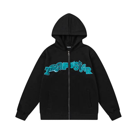 Trapstar autumn and winter casual sports suit hooded sweatshirt pants pullover simple letter drawstring top pants (49)
