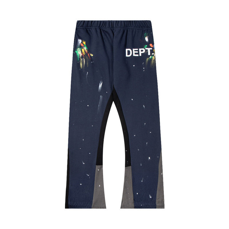 Gallery Dept Navy Graffiti Splatter Contrast Inset Flare Sweatpants