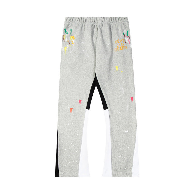 Gallery Dept  Grey Artistic Splatter Mixed Panel Flare Sweatpants