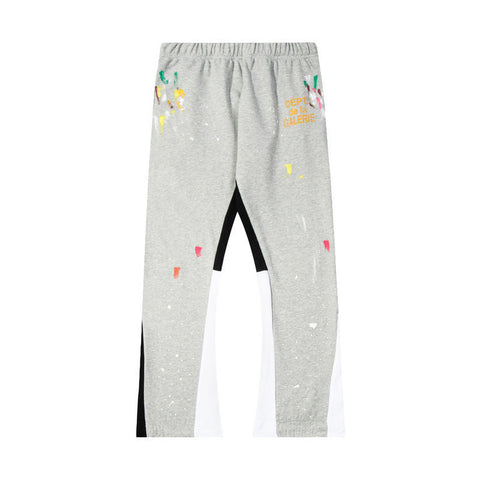 Gallery Dept  Grey Artistic Splatter Mixed Panel Flare Sweatpants