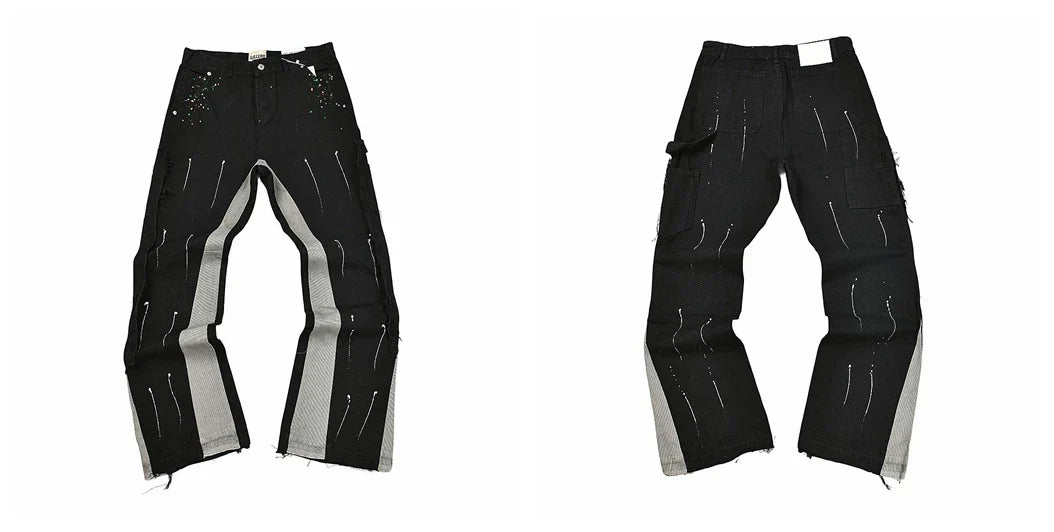 Gallery Dept Side‑Stripe Spliced Black Jeans