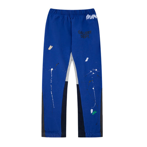 Gallery Dept Royal Blue Paint Splatter Color Block Patchwork Flare Sweatpants