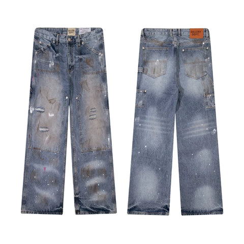 Gallery Dept Multi‑Distressed Paint‑Splatter Jeans