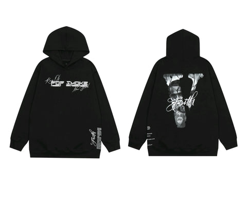 Vlone x Pop Smoke "Faith" Tribute Graphic Hoodie - Black